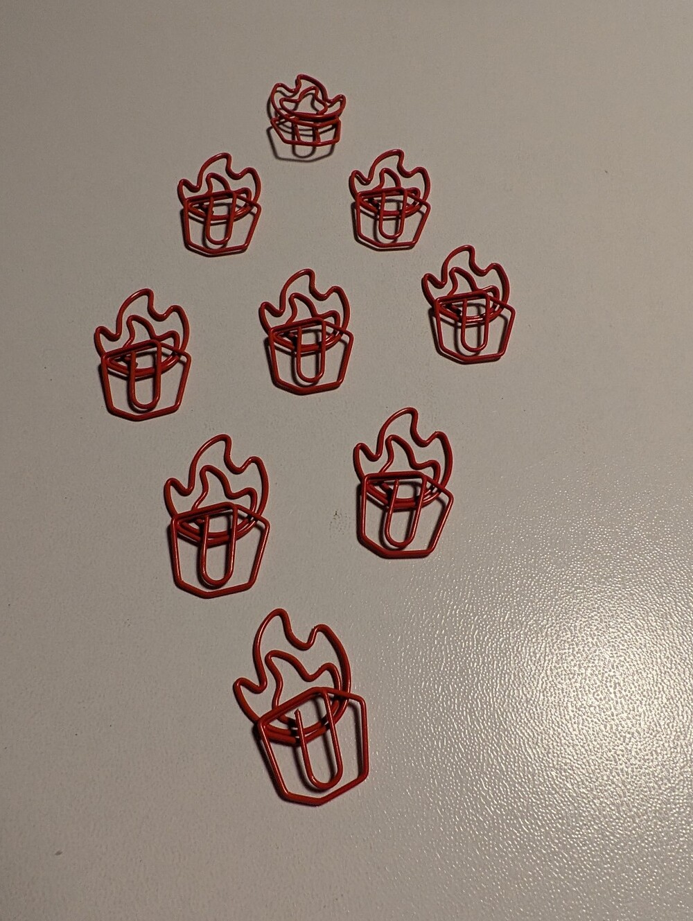 Set of 9 Red Dumpster Fire Novelty Paper Clips Funny Office Desk Decor